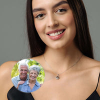 Thumbnail for Drop Photo Necklace featuring a pendant with a cherished photo, crafted by Brother & Sisters.