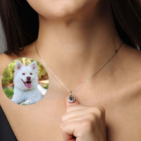 Thumbnail for Drop Photo Necklace featuring a pendant with a photo of a smiling dog, crafted by Brother & Sisters.