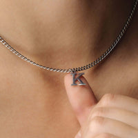 Thumbnail for Eternal Initial Necklace by Brother & Sisters featuring a silver letter 'K' pendant for women.