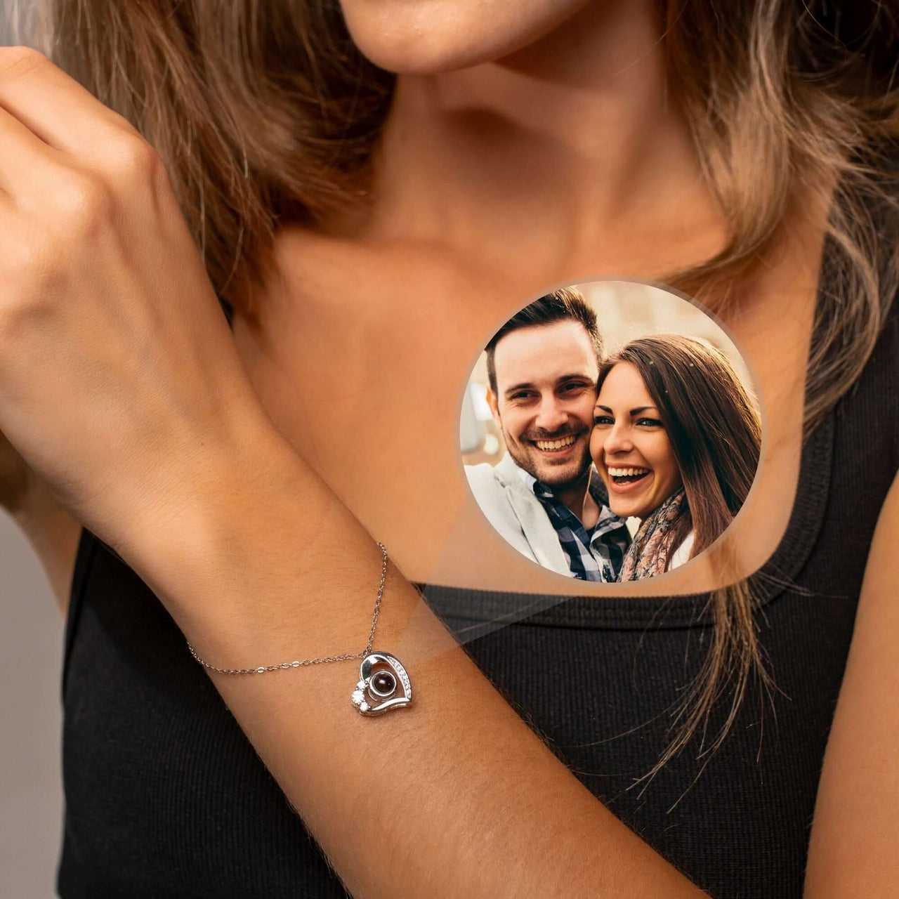 Family Photo Bracelet showcasing a sleek heart pendant with a cherished photo, by Brother & Sisters.