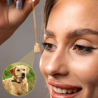 Thumbnail for Close-up of a woman wearing a Family Photo Bracelet featuring a Labrador Retriever image, by Brother & Sisters.