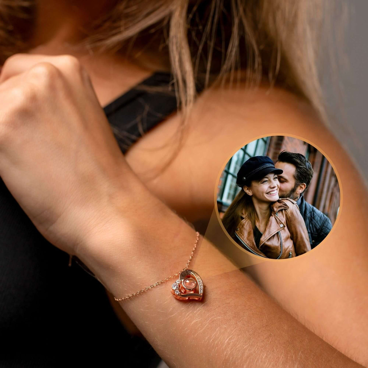 Family Photo Bracelet featuring a sleek heart pendant with a cherished photo, designed by Brother & Sisters.