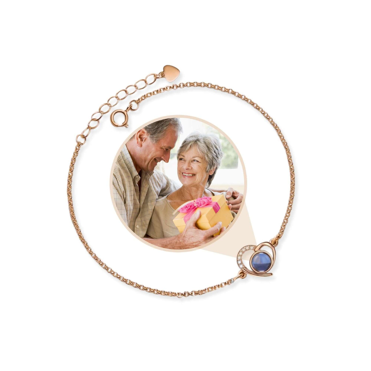 Favorite Photo Bracelet from Brother & Sisters featuring a heart design and a cherished photo of loved ones.