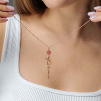 Thumbnail for Flower Name Necklace by Brother & Sisters featuring delicate floral accent and personalized name design.