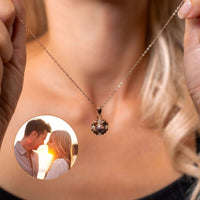 Thumbnail for Flower Photo Necklace featuring a personalized photo, crafted by Brother & Sisters, showcasing intricate flower design.