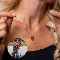 Thumbnail for Girlfriend Photo Necklace featuring a heart pendant and custom image by Brother & Sisters.