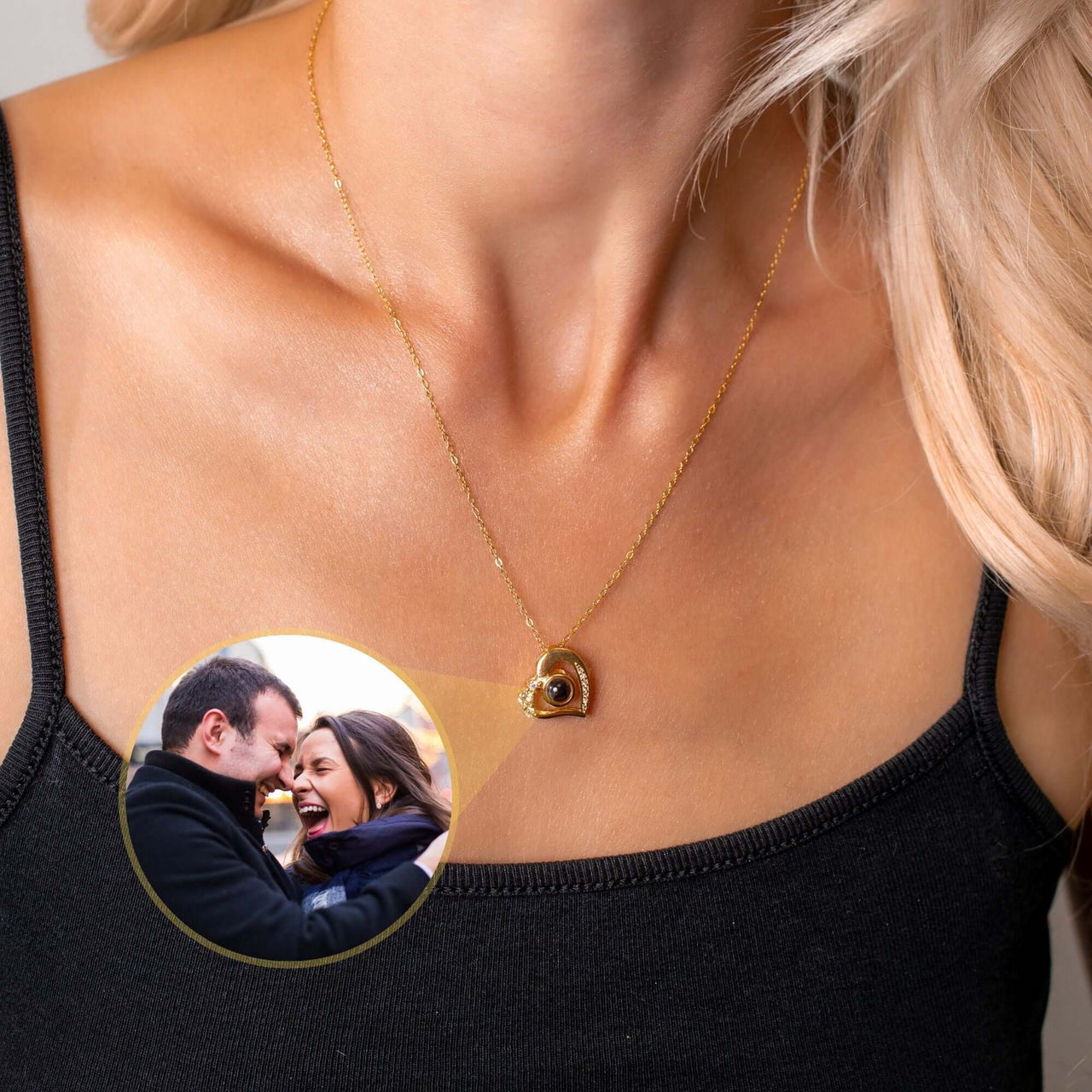 Girlfriend Photo Necklace featuring a personalized pendant, capturing special moments with elegant design by Brother & Sisters.