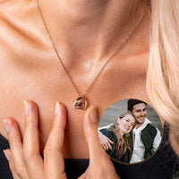 Thumbnail for Girlfriend Photo Necklace by Brother & Sisters featuring a heart-shaped pendant with a personalized photo.