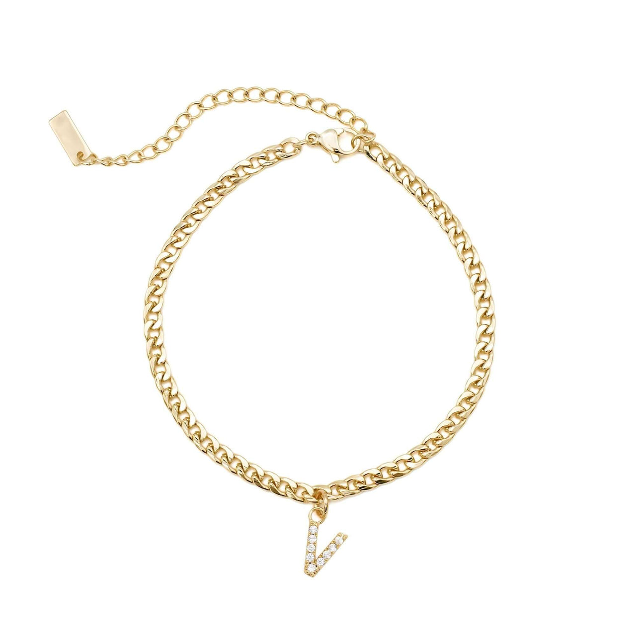 Gold Initial Anklet - Ankle Bracelet - Anklet for Women - Gold Leg Bracelet Anklet V Brother & Sisters