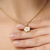 Thumbnail for Flower Initial Necklace by Brother & Sisters featuring a gold floral design with a personalized letter 'B'.