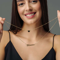 Thumbnail for Heart Name Necklace by Brother & Sisters featuring a chic heart charm and a personalized nameplate.