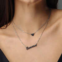 Thumbnail for Heart Name Necklace with personalized nameplate and heart charm by Brother & Sisters, showcasing elegance and individuality.