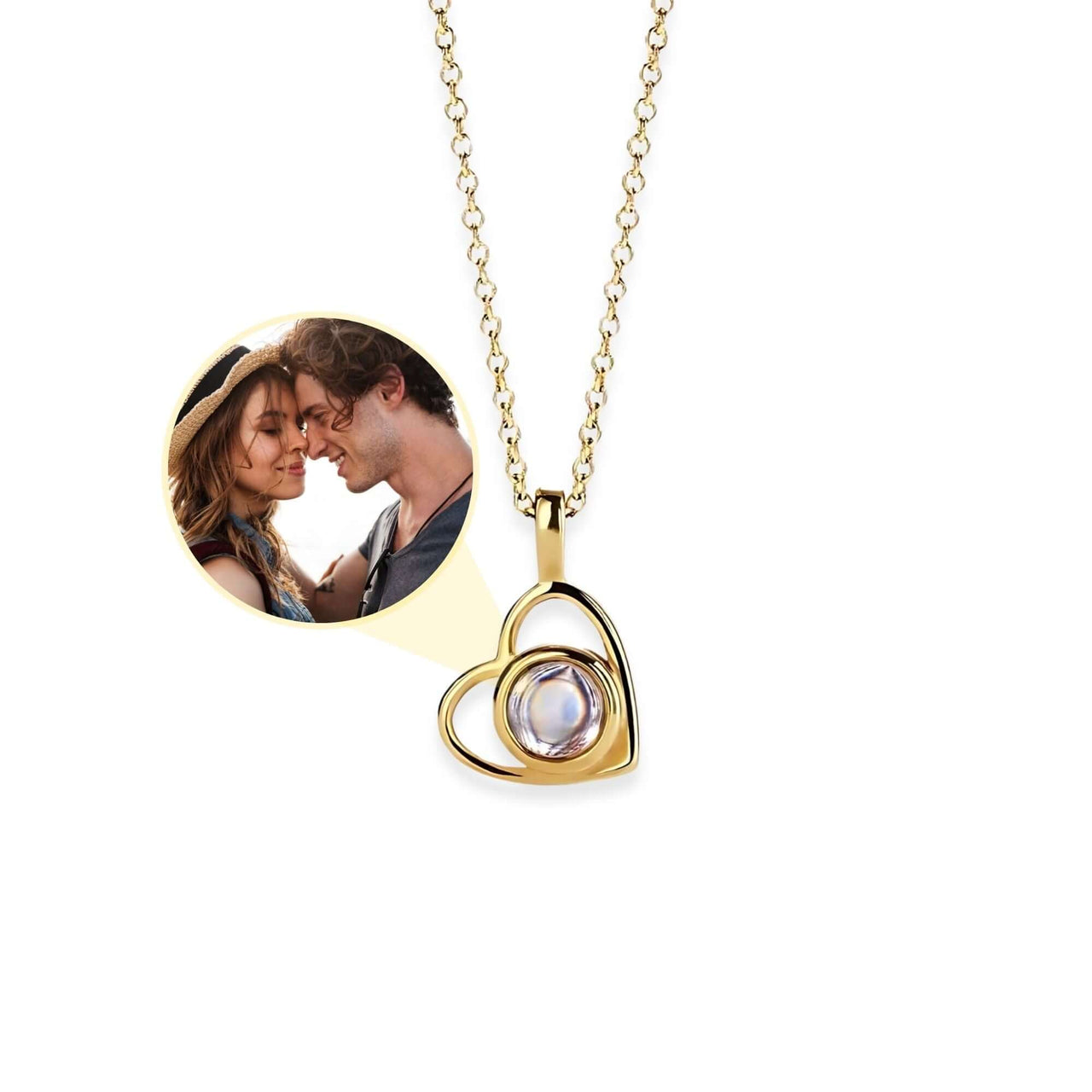 Heart Photo Necklace - Personalised Necklace - Customised Necklace Necklace Gold Brother & Sisters