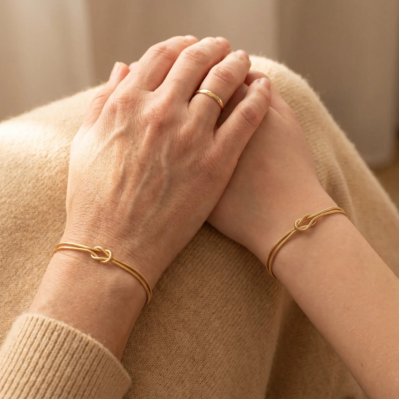 Mother daughter matching knot bracelets gold family bond Mother Day