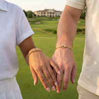 Thumbnail for Couple matching knot bracelets gold golf course Italian French