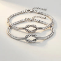 Thumbnail for Lane B v2 Knot Couple Bracelet silver packshot pair hero cool ivory paper Mejuri delicate daily editorial