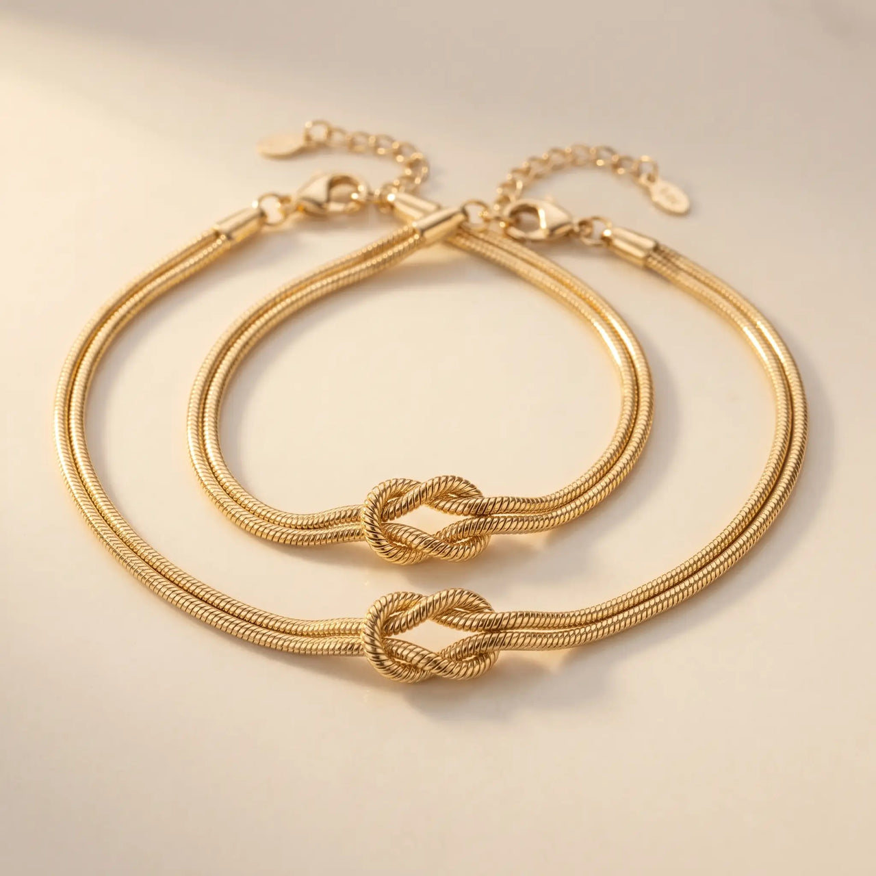 Lane B v3 Knot Couple Bracelet gold packshot pair double chain visible