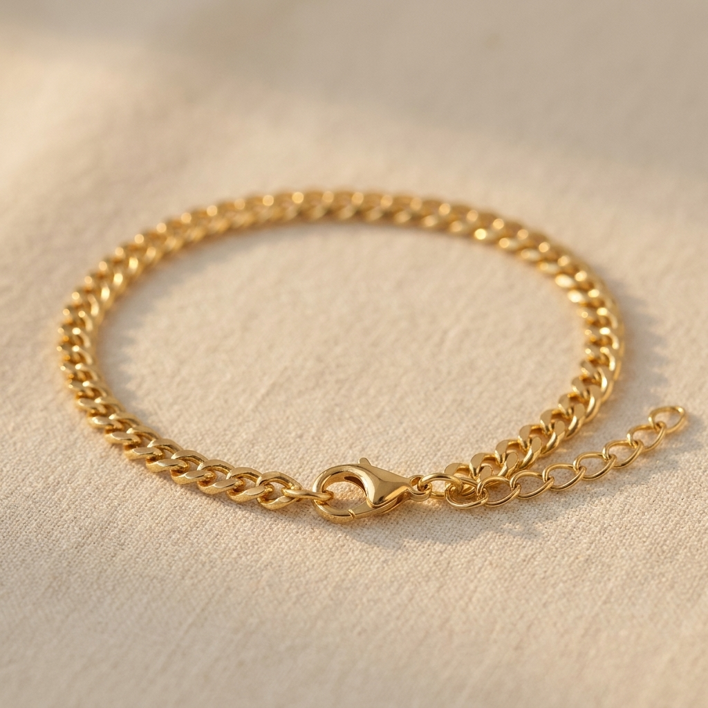HIS Gold Cuban link bracelet macro