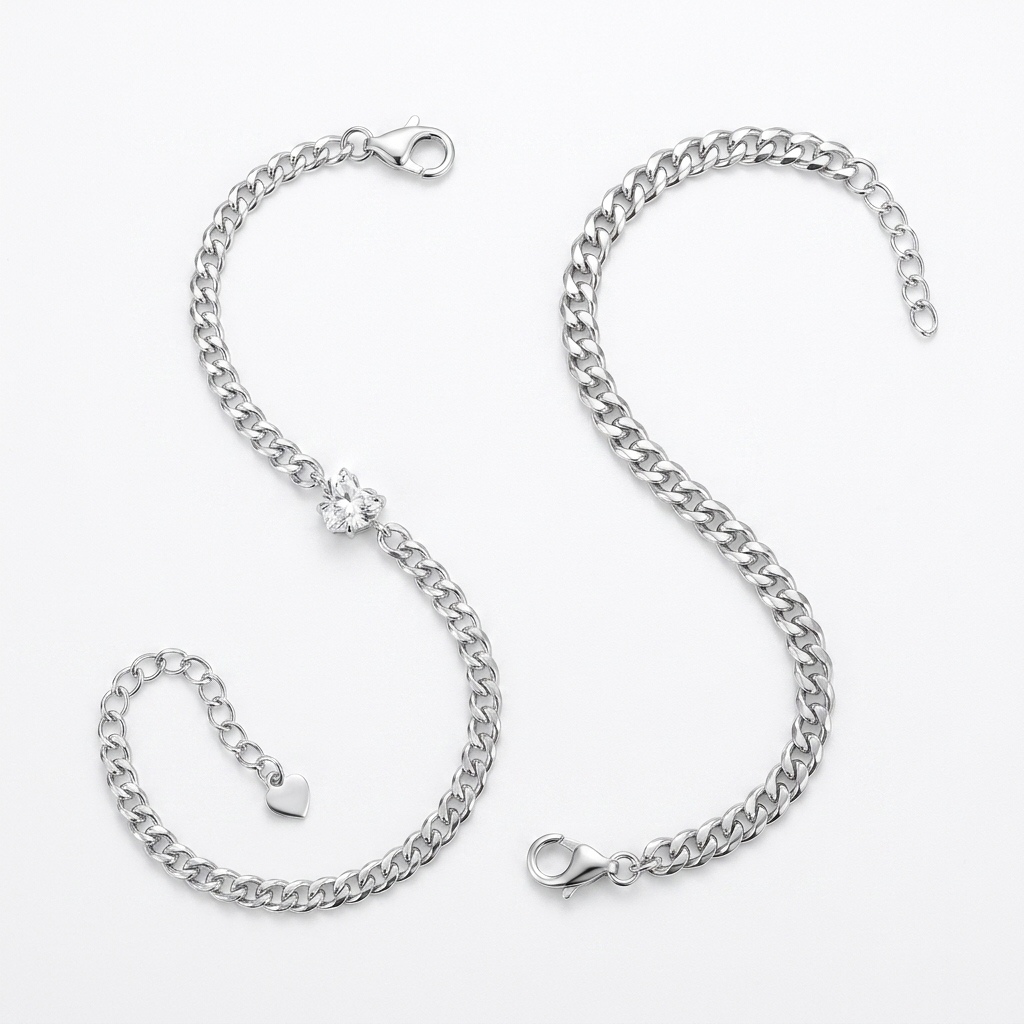 Heart Bond Matching Bracelet Set Silver pair packshot
