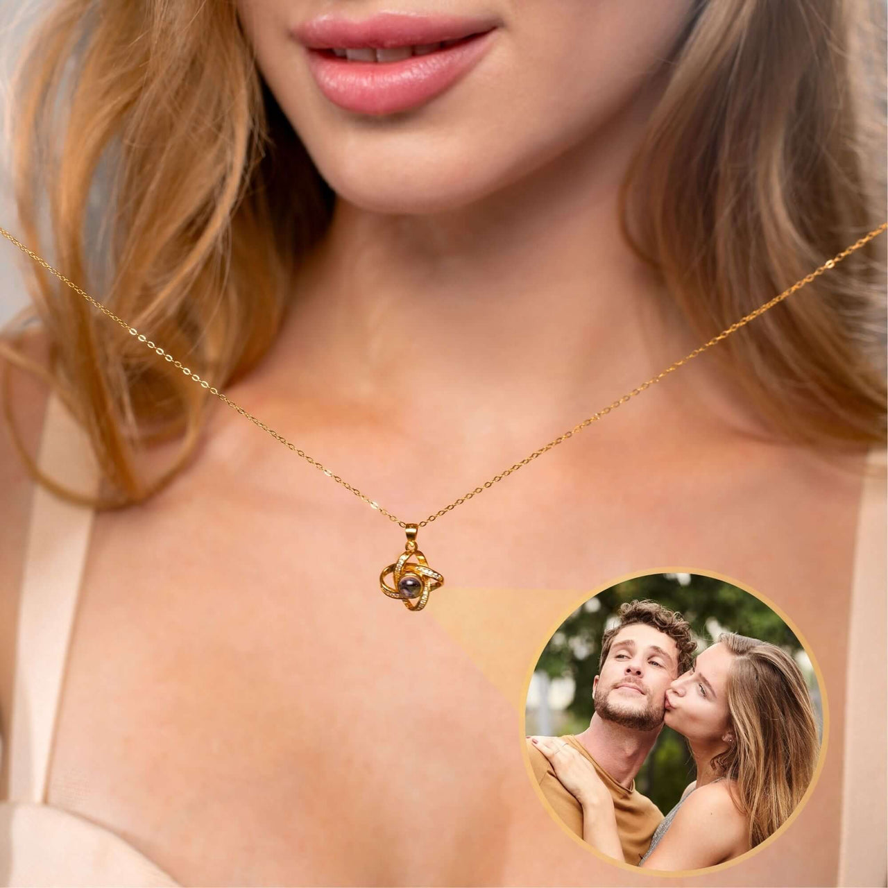 Infinite Photo Necklace by Brother & Sisters showcasing infinity symbol with custom photo, perfect keepsake for cherished memories.
