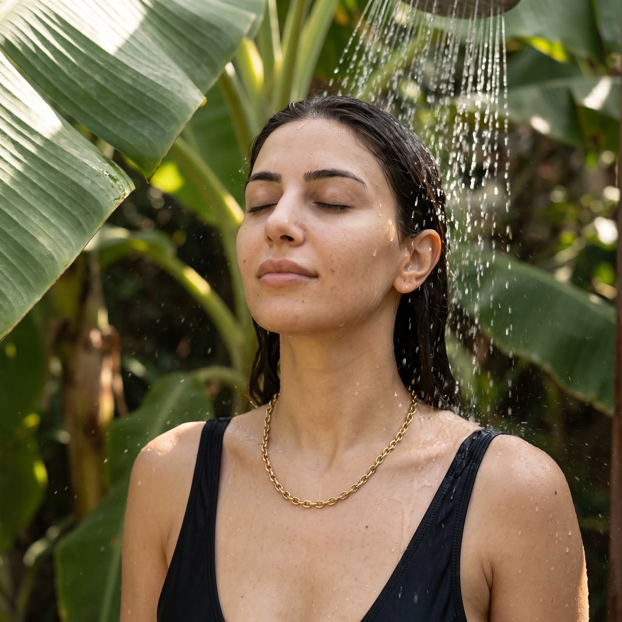 Grove schakelketting — gedragen onder de douche, waterproof, goud | SKU: lachaine