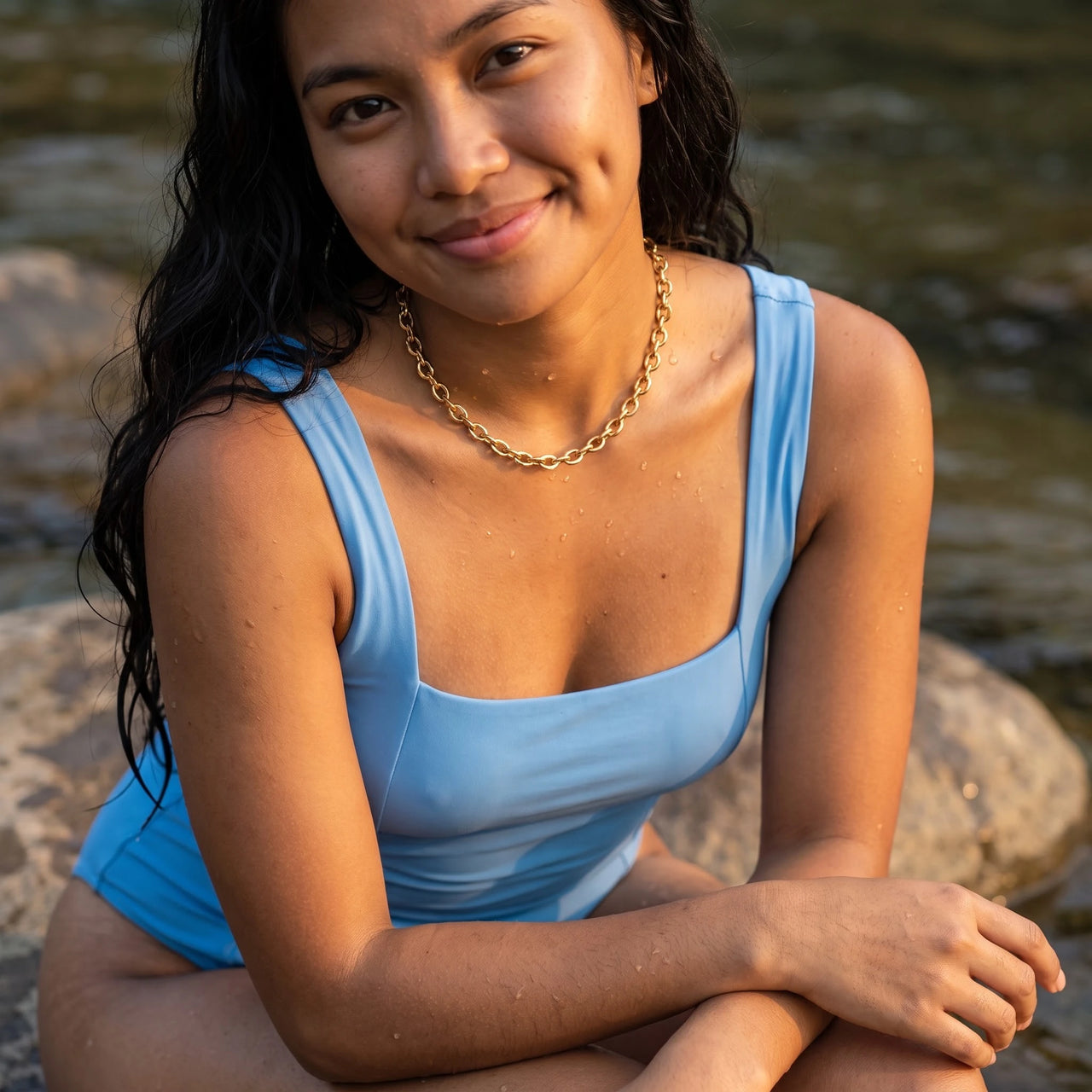 Schakelketting — gedragen in het water, waterproof, goud | SKU: lachaine