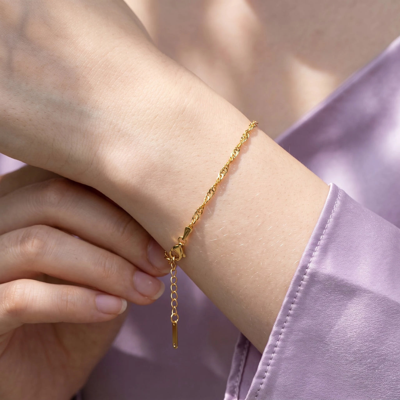 Armband dames — close-up van de details, goud | SKU: lafinesse