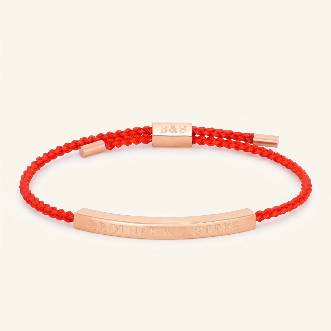 Rood touwtje armband — productfoto op witte achtergrond, rosé goud | SKU: lamour-rg