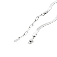 Thumbnail for Layla silver anklet close-up packshot — 3mm flat herringbone snake chain with rhodium silver plating, hypoallergenic