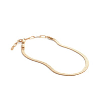 Thumbnail for Layla anklet gold packshot — flat herringbone snake chain with paperclip extension and B&S signature tag, waterproof stainless steel