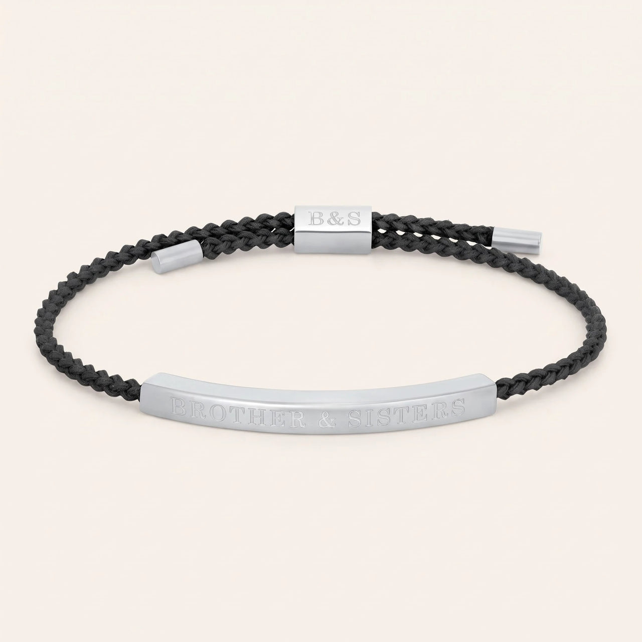 Zwarte armband — productfoto op witte achtergrond, zilver | SKU: lecaviar-wg