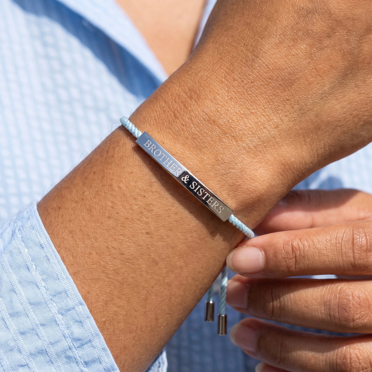 Bracelet tressé — gros plan sur les détails, argent | SKU: leciel-wg