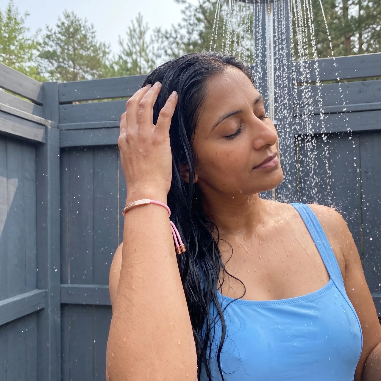 Gevlochten armband — gedragen onder de douche, waterproof, rosé goud | SKU: lecorail-rg