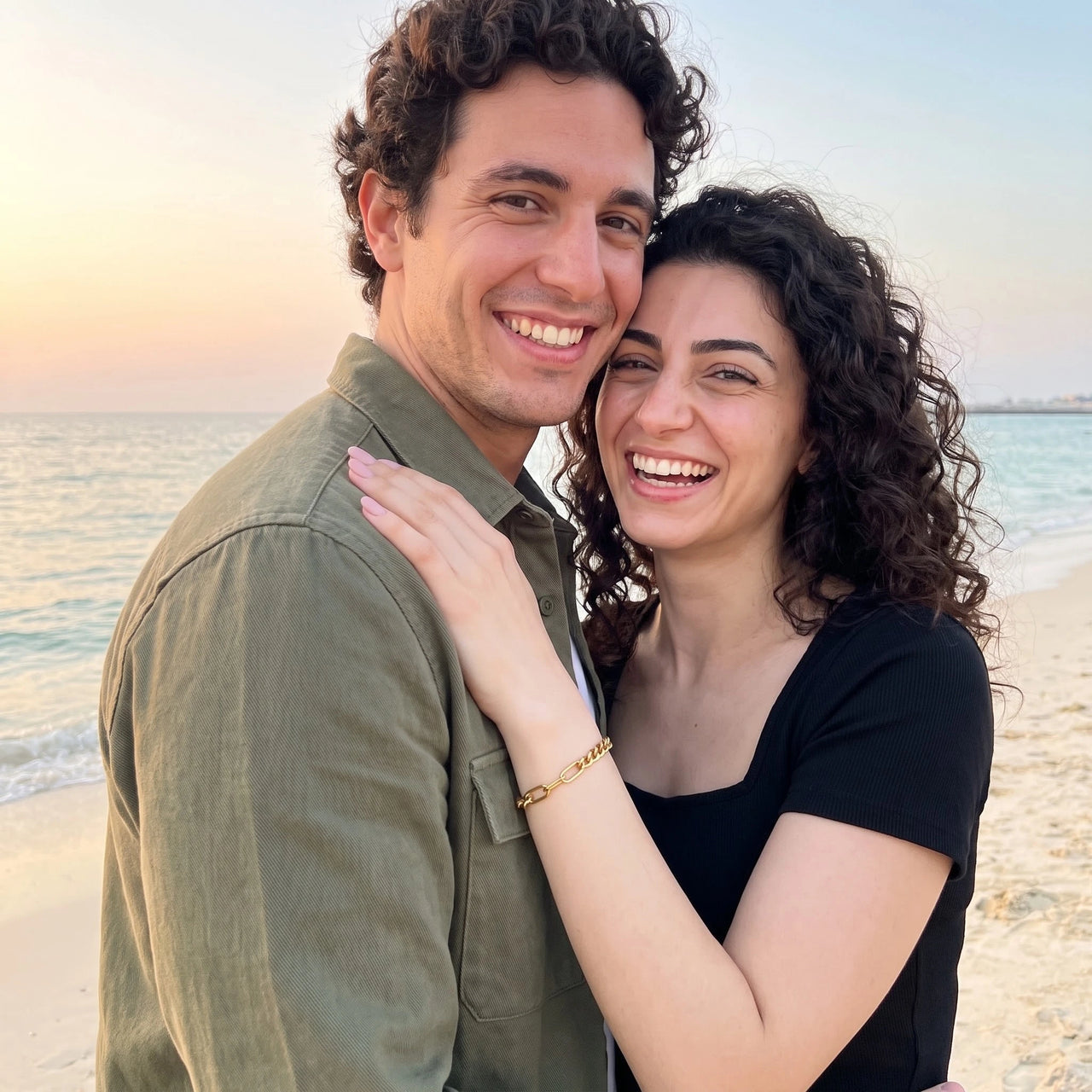 Bracelet maille — photo en couple, or | SKU: ledouble