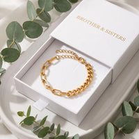 Thumbnail for Bracelet maille trombone — dans l'écrin cadeau, or | SKU: ledouble