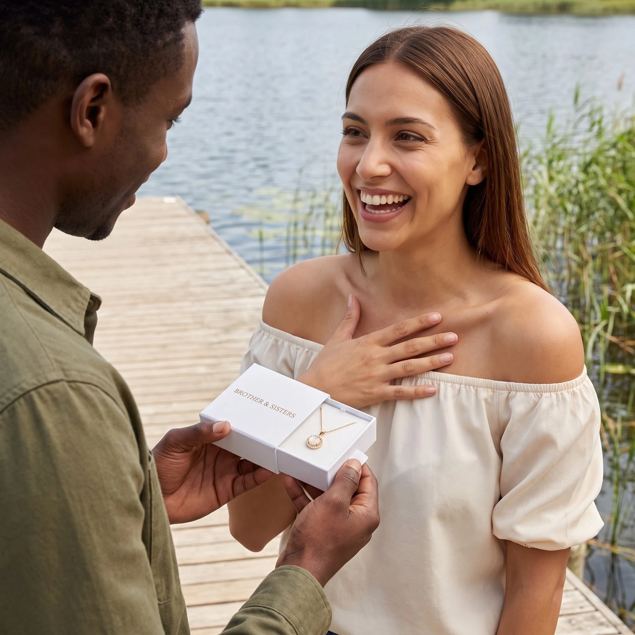 Collier doré femme — le moment du cadeau, or | SKU: lelunaire
