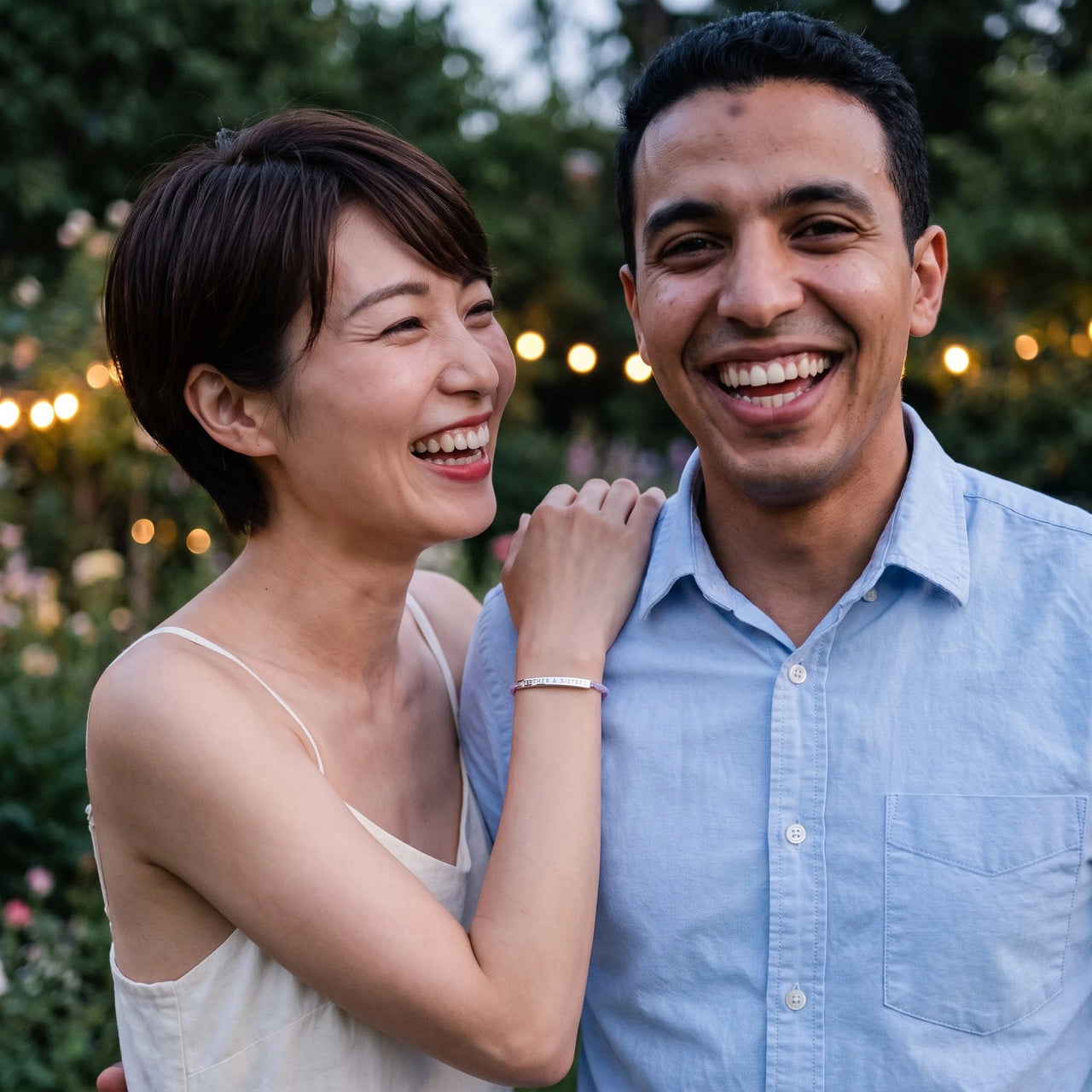 Bracelet gravé — photo en couple, argent | SKU: lemauve-wg