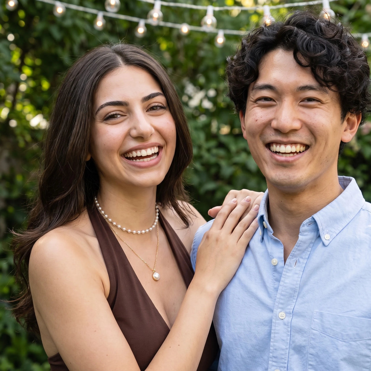 Collier perles — photo en couple, or | SKU: lepure