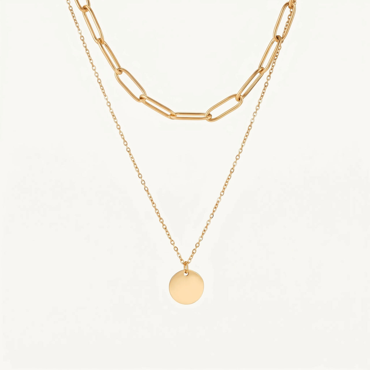 Munt ketting — productfoto op witte achtergrond, goud | SKU: le-tendance-g