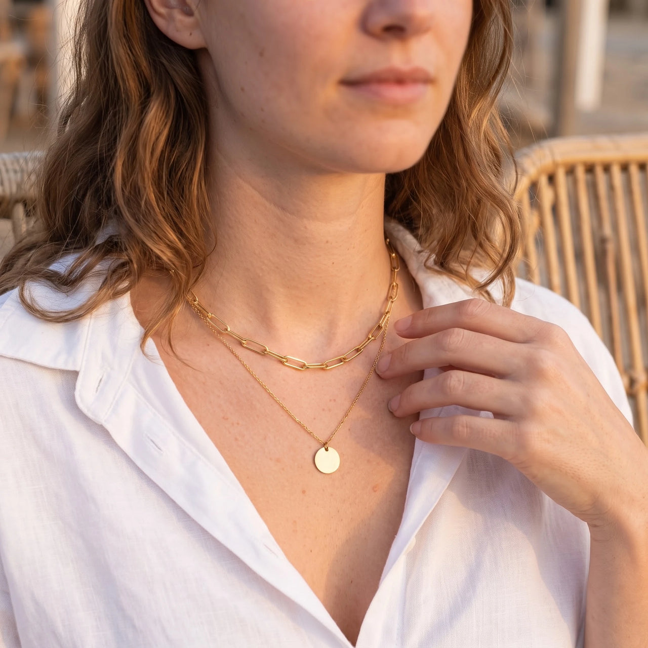 Dubbele ketting — gedragen in het dagelijks leven, goud | SKU: le-tendance-g
