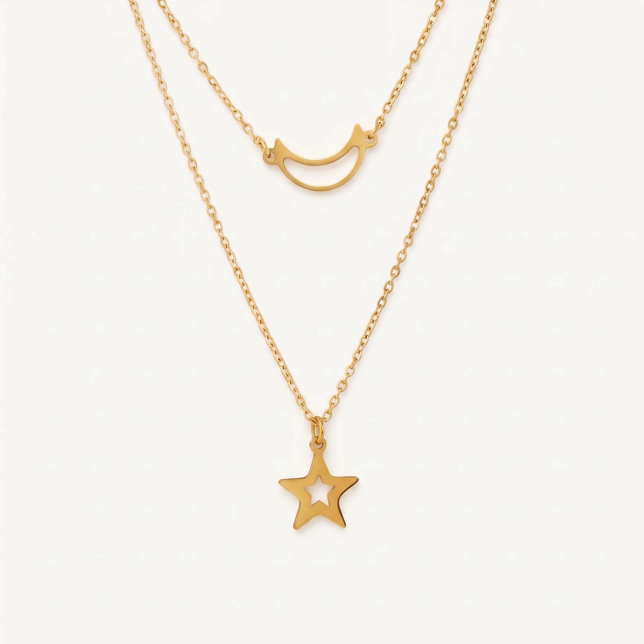 Maan en ster — productfoto op witte achtergrond, goud | SKU: letoile-g