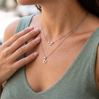 Thumbnail for Ster ketting — close-up van de details, zilver | SKU: letoile-wg