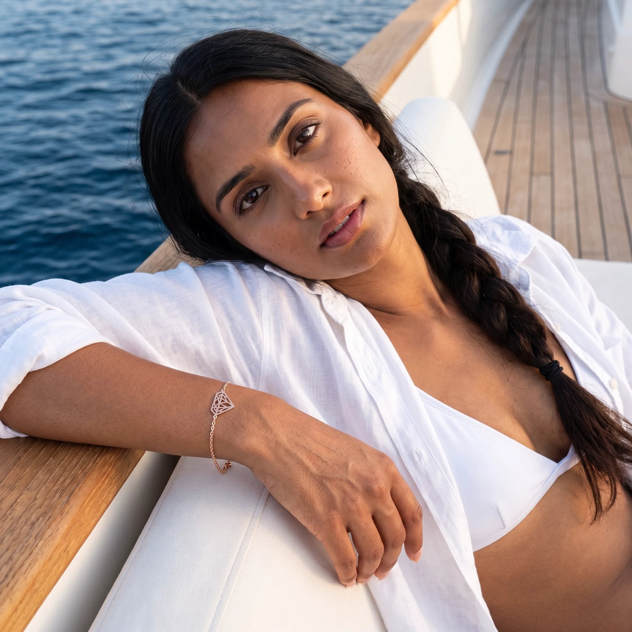 Stainless steel armband — gedragen, rosé goud | SKU: 11662607-rose-gold