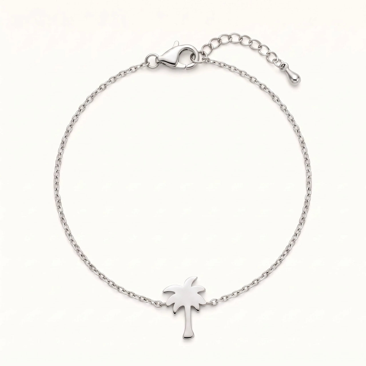 Palmboom armband — productfoto op witte achtergrond, zilver | SKU: 7819407-silver-plated