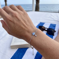 Thumbnail for Palmboom armband — gedragen, echte grootte, zilver | SKU: 7819407-silver-plated