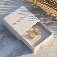 Thumbnail for Boucles d'oreilles ananas — dans l'écrin cadeau, or | SKU: 437186-gold-color
