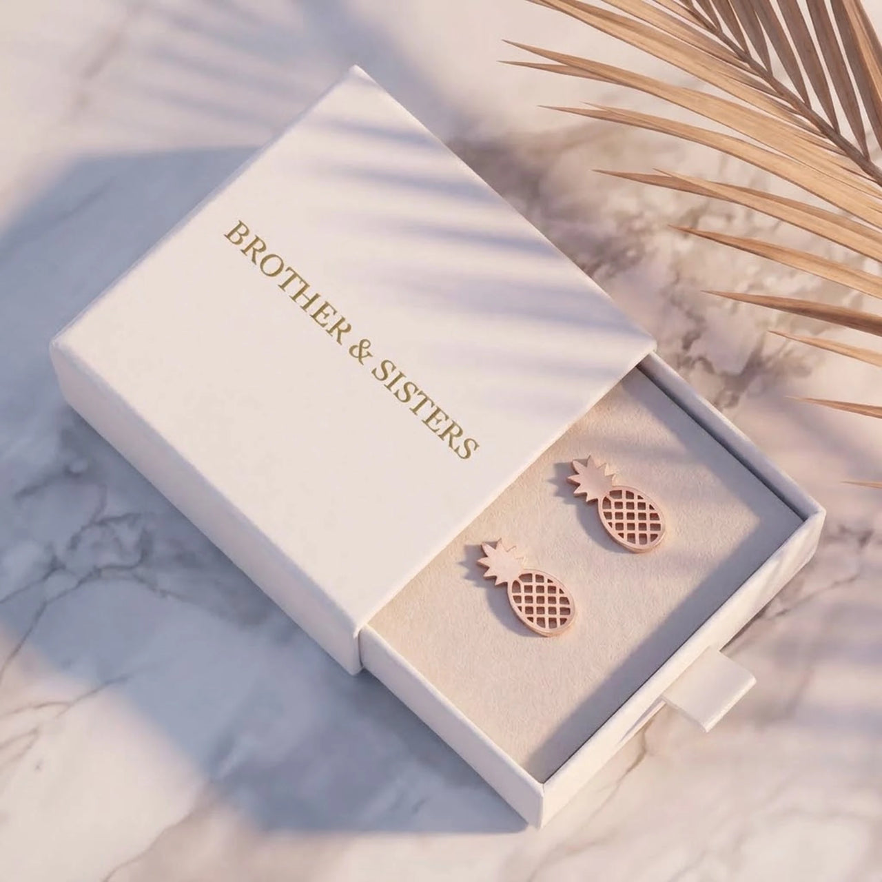 Boucles d'oreilles ananas — dans l'écrin cadeau, or rose | SKU: 437186-rose-gold-color