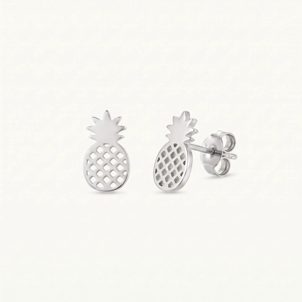 Boucles d'oreilles ananas — photo produit sur fond blanc, argent | SKU: 437186-silver-plated