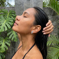Thumbnail for Boucles d'oreilles ananas — photo portée sous la douche, waterproof, argent | SKU: 437186-silver-plated