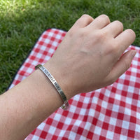 Thumbnail for Bracelet jonc femme — photo portée, taille réelle, argent | SKU: lymab-wg